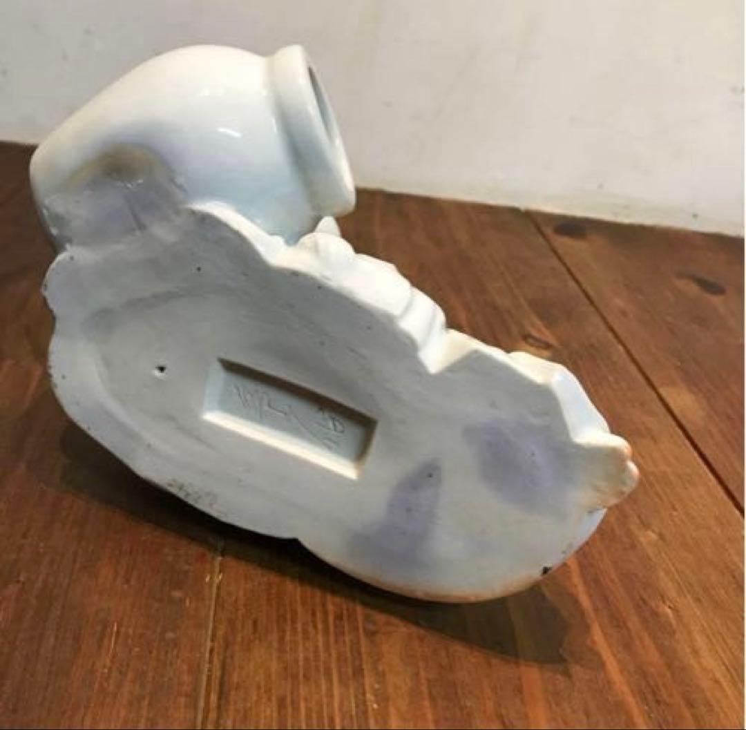 美品　陶器　慈山伯　猩々　白磁　置物　オブジェ　当時物　丁寧な作り