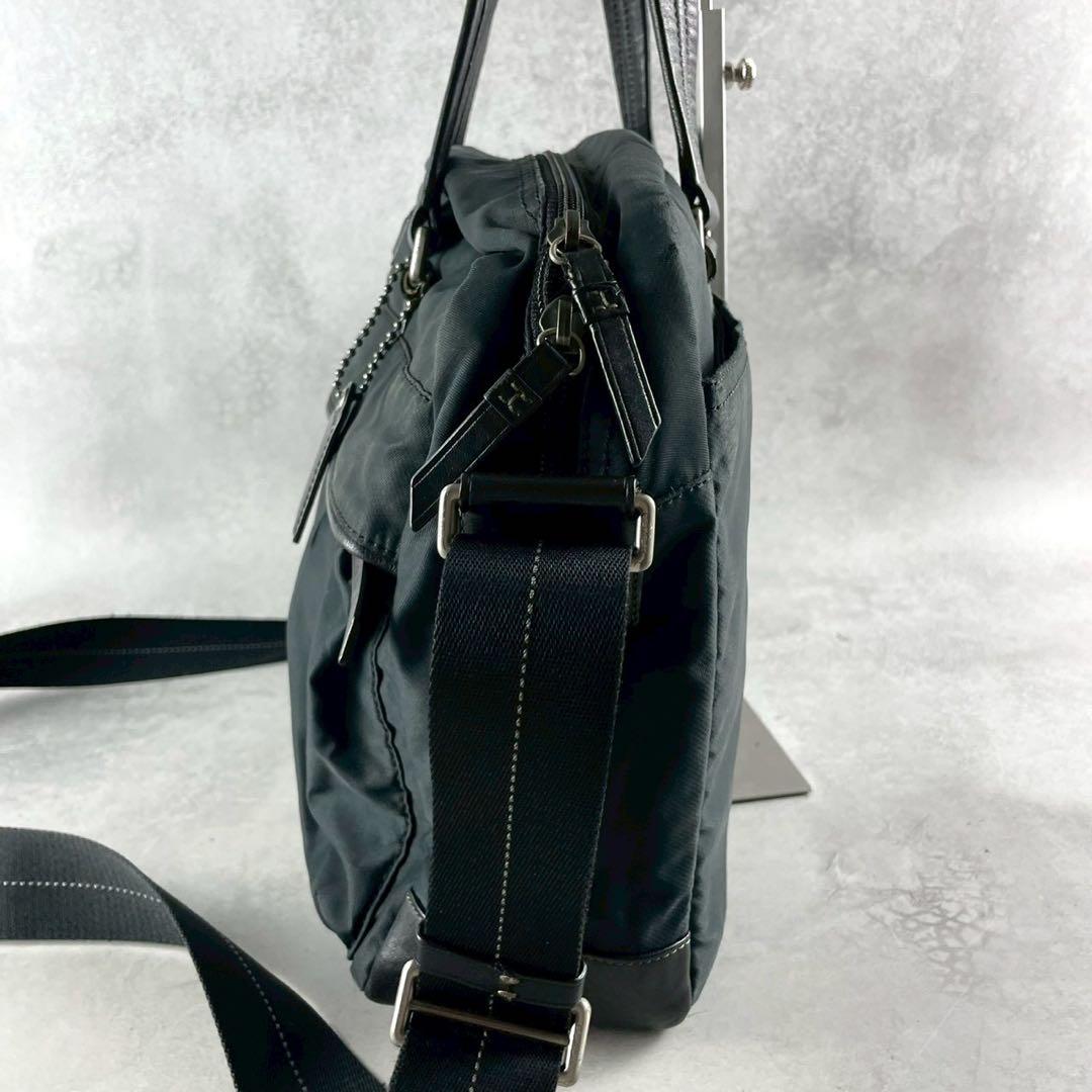 ✨美品✨コーチ　ビジネスバック　2way クロスボディ　ナイロン×レザー　黒