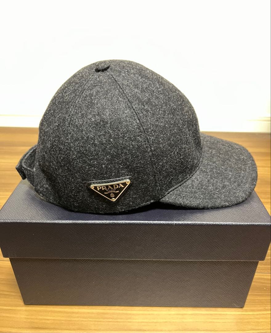 PRADA ウールフェルト ベースボールキャップ ダークグレー XLサイズ