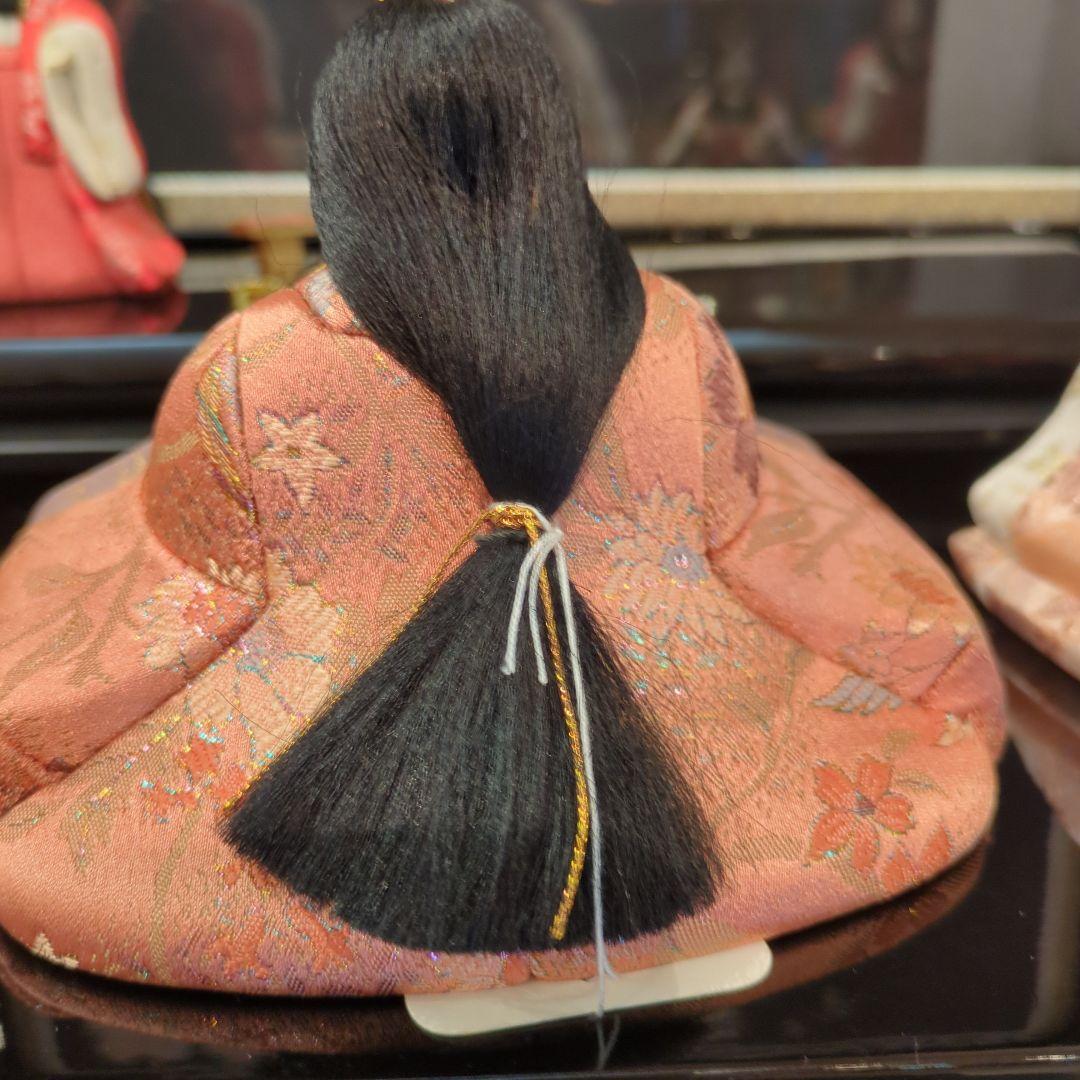 木村一秀作　木目込雛人形 5体セット 伝統的な衣装収納箱入押　桜押花屏風