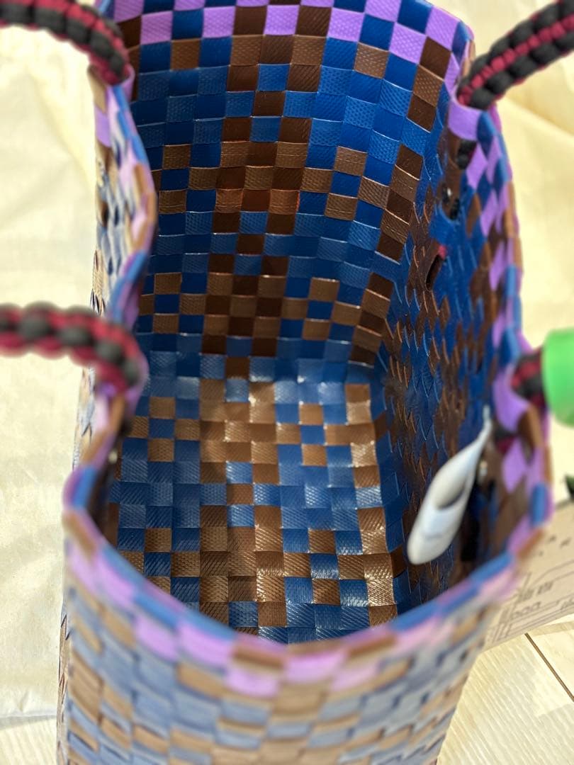 MARNI マルニマーケット 超美品 かごバッグ 茶X青X紫
