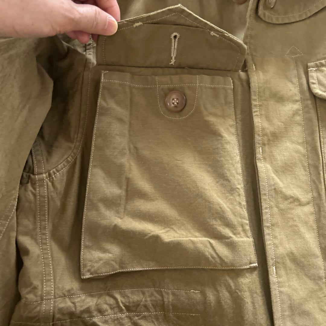 45R . 2way ミリタリーロングコート フリーサイズ　カーキ色