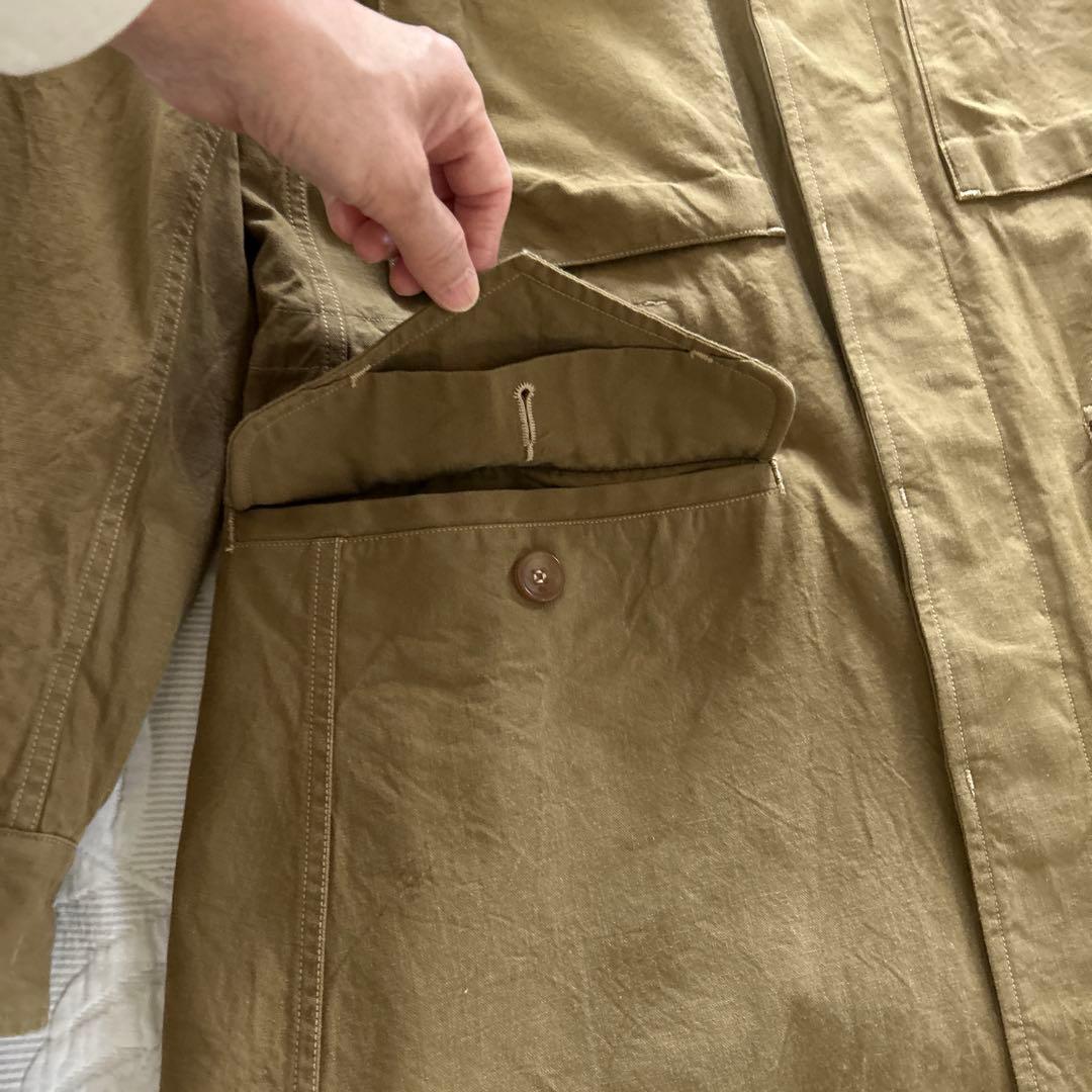 45R . 2way ミリタリーロングコート フリーサイズ　カーキ色