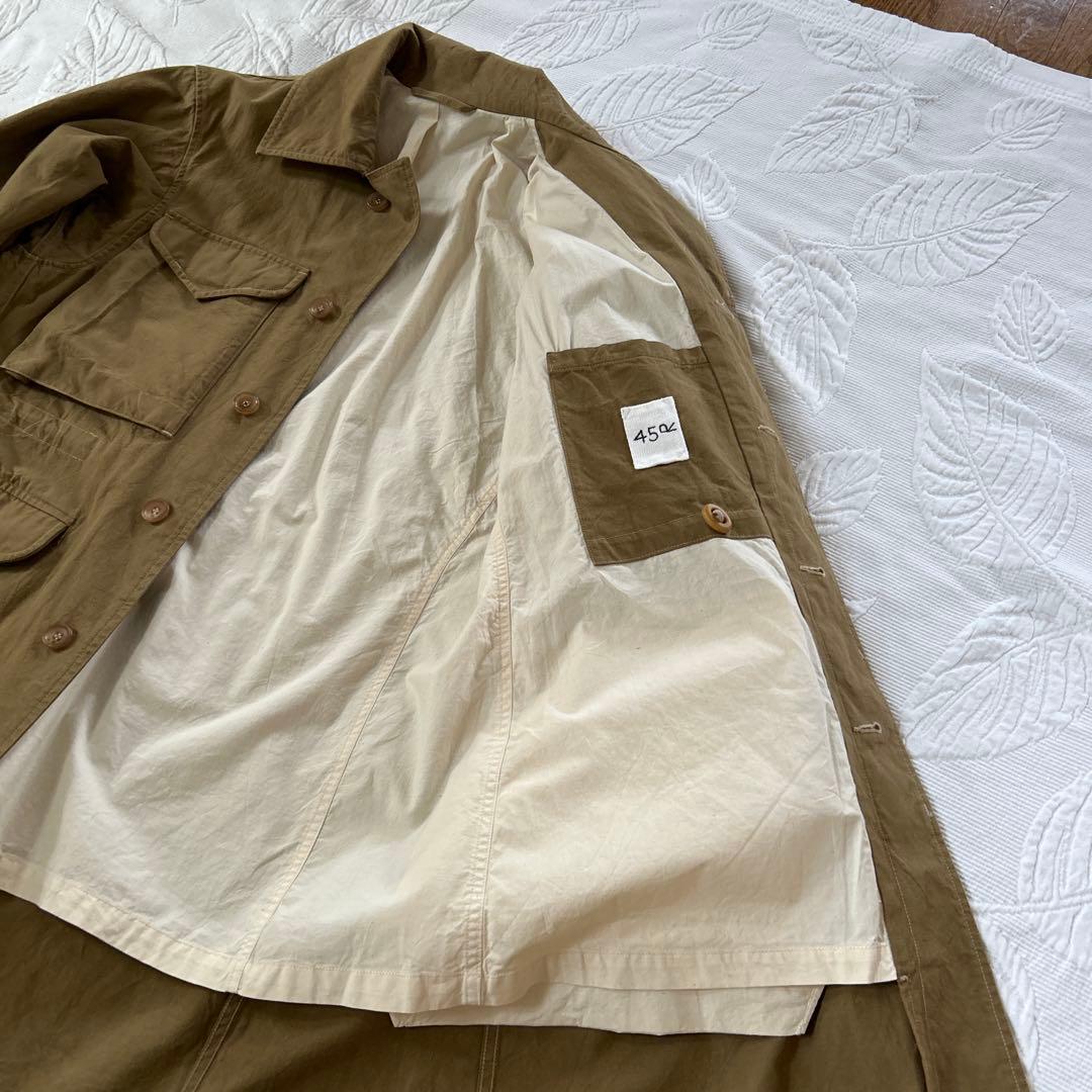 45R . 2way ミリタリーロングコート フリーサイズ　カーキ色