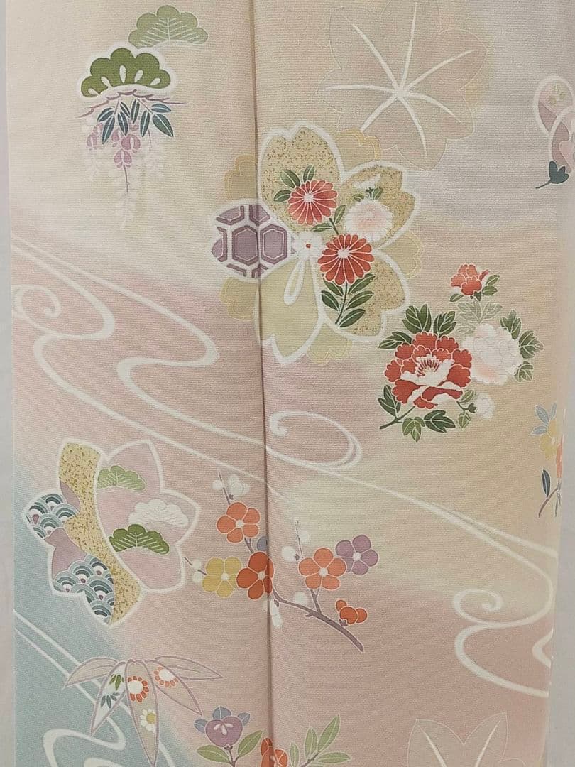 美品　正絹袷　手描き友禅訪問着単品