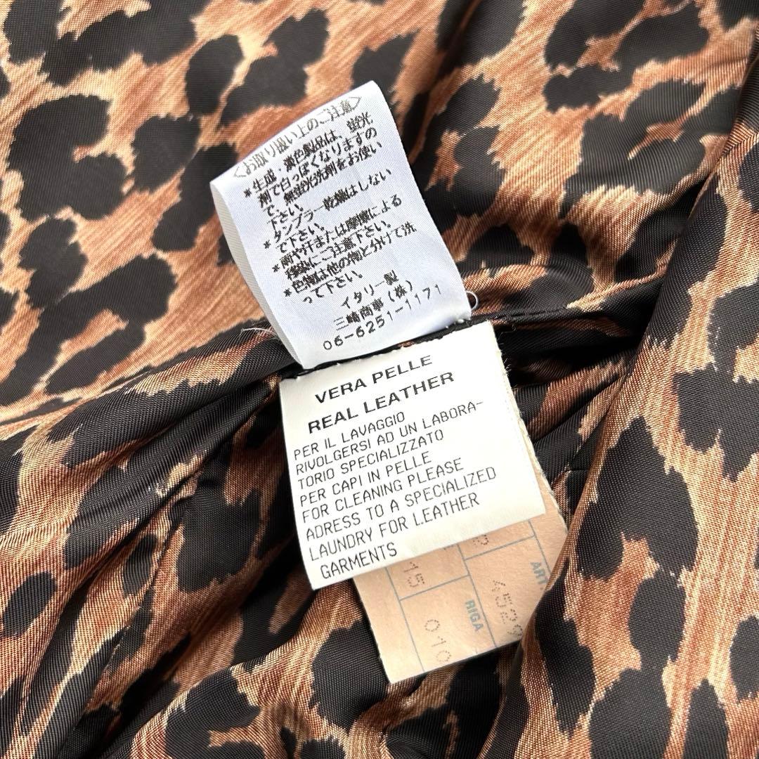 極美品 DOLCE&GABBANA 本革 レザージャケット 裏地 レオパード