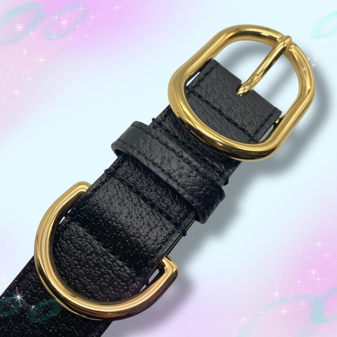 おそらく未使用 グッチ 首輪 Lサイズ 大型犬用 インターロッキングG レザー