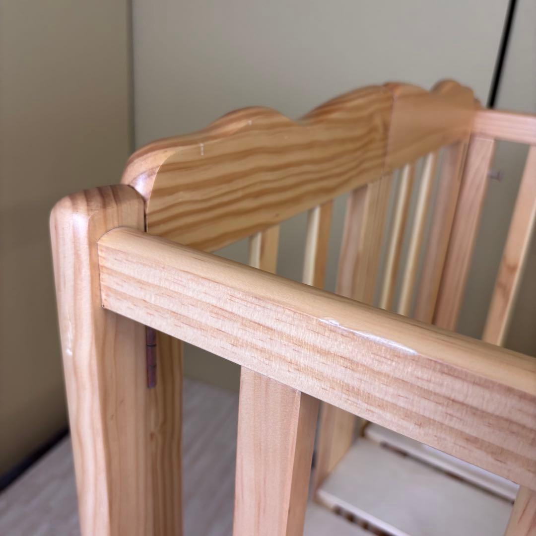 除菌清掃済　☆美品☆　大和屋　パタン　折りたたみミニベビーベッド　すのこ　完品