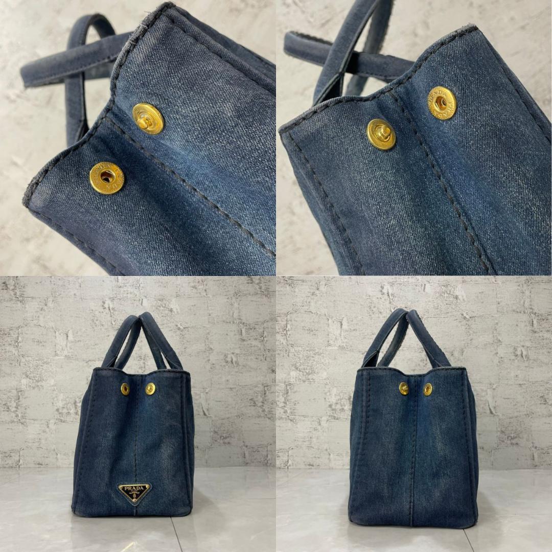 PRADA カナパ プラダ 2way ショルダーバッグ ハンドバッグ S デニム