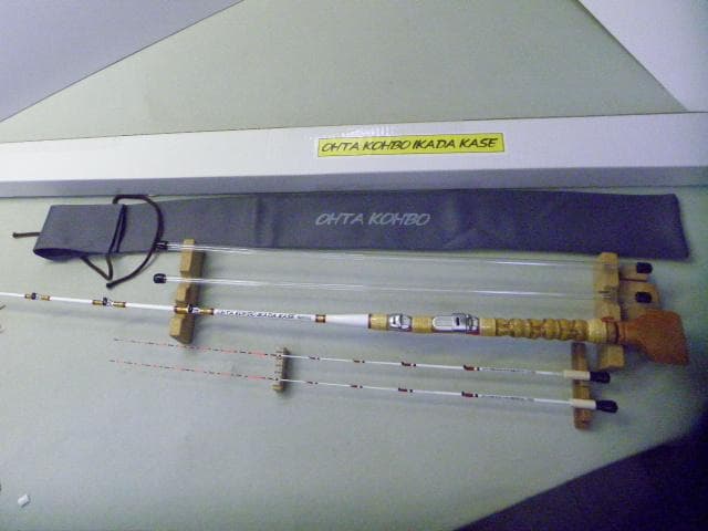 1114★手作り（布袋竹）筏竿【全長141㎝】【最高級】【純白筏竿】太田工房★