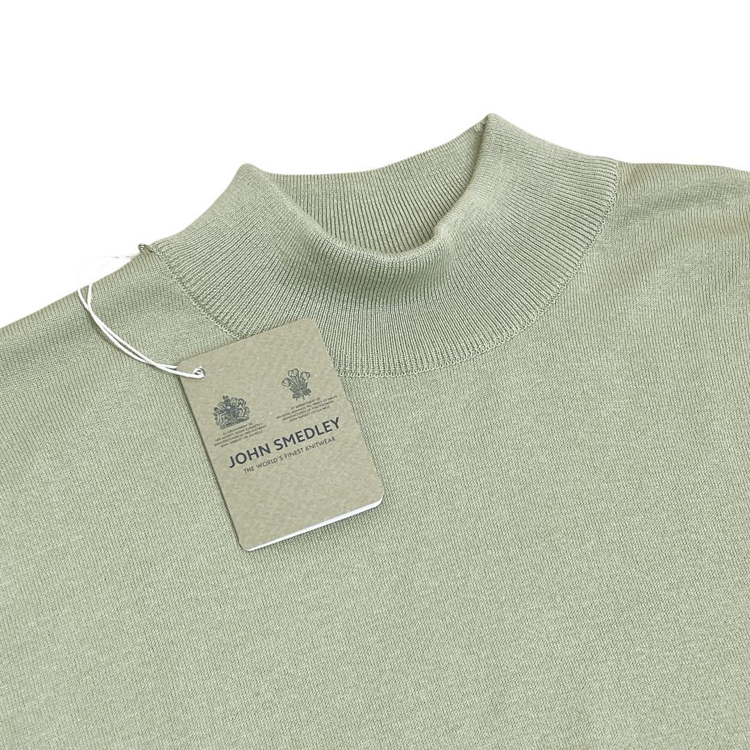 ジョンスメドレー モックネック ニットセーター L 薄緑 海島綿 タートルネック