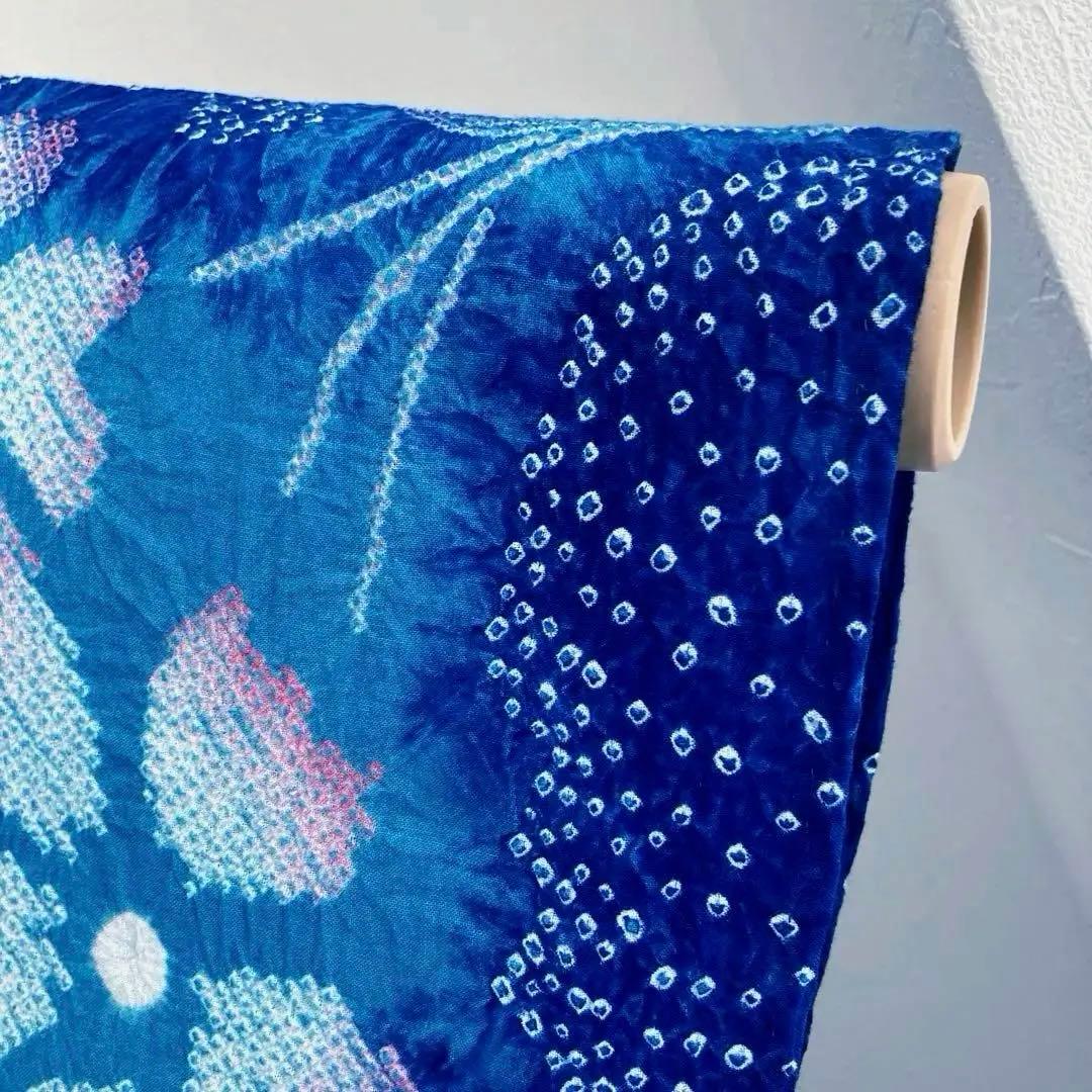 有松絞り・有松鳴海絞り　浴衣　ロイヤルブルー　身丈155cm No.5-190