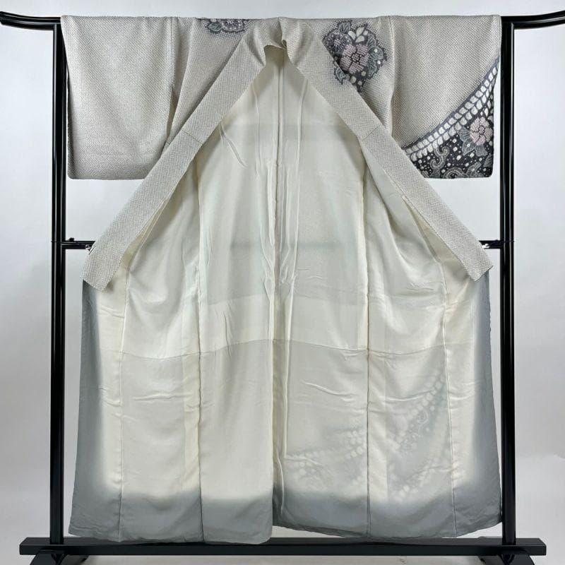 藤娘きぬたや 薄グレー 総絞り 下り藤 訪問着