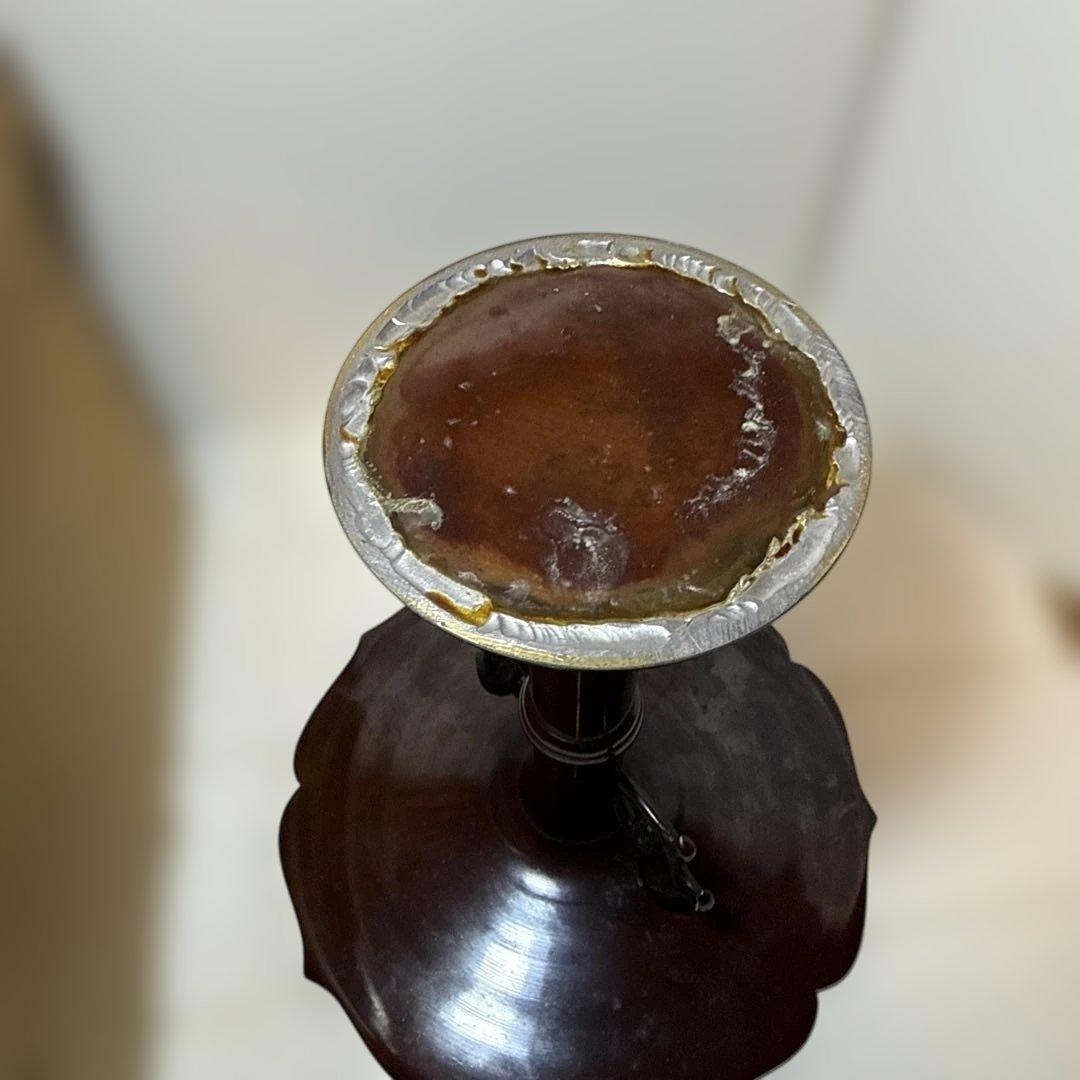 茶道具　花瓶　フラワーベーススタンド 桔梗　ダークブラウン