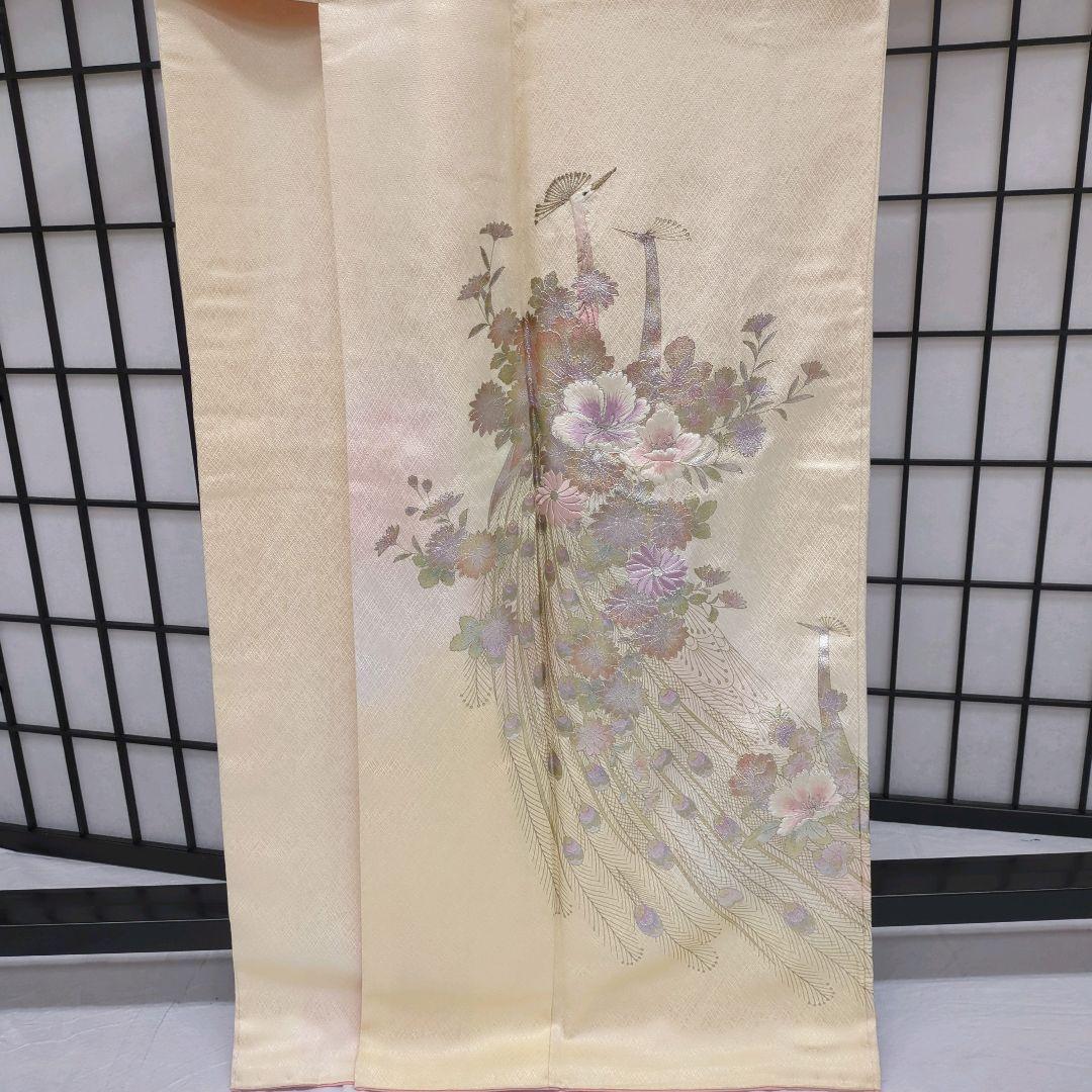 【正絹　袷附下げ】クリーム地に刺繍・箔のせ　163㎝前後　セミフォーマル　305