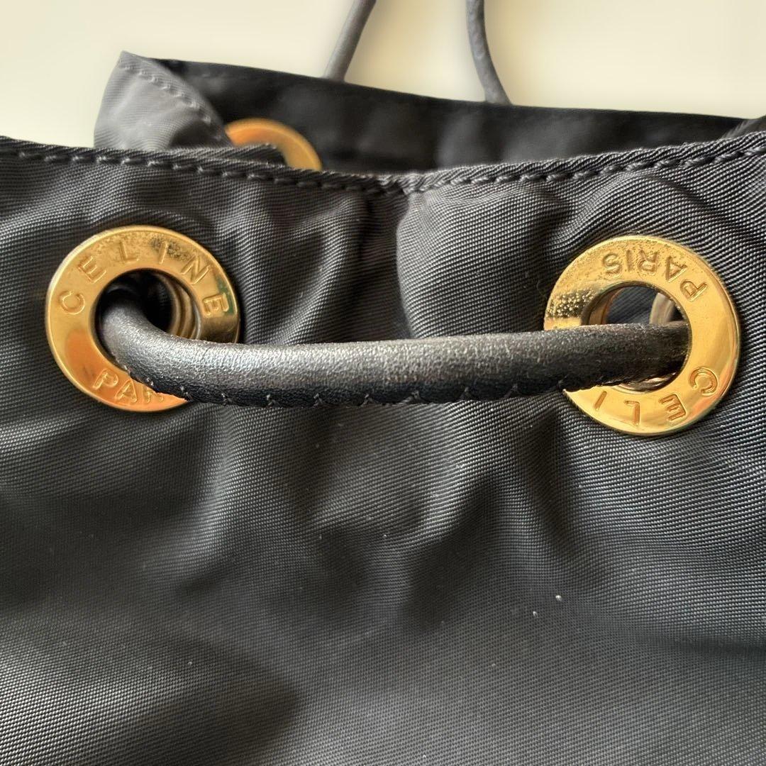 CELINE セリーヌ　黒 ドローストリング ショルダーバッグ