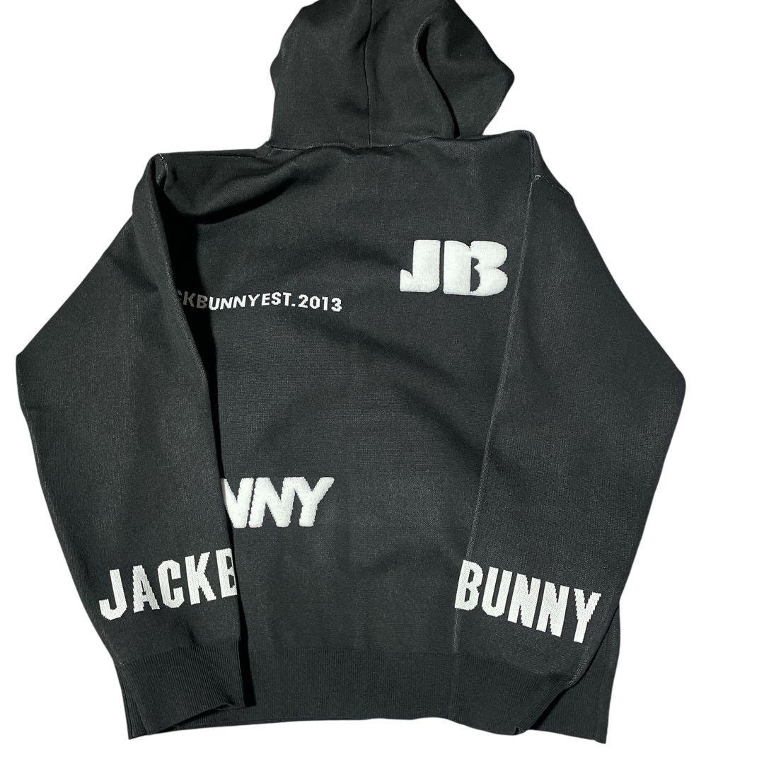 美品☆Jack Bunny!! ロゴジャガードニットフーディ ブラック　サイズ5