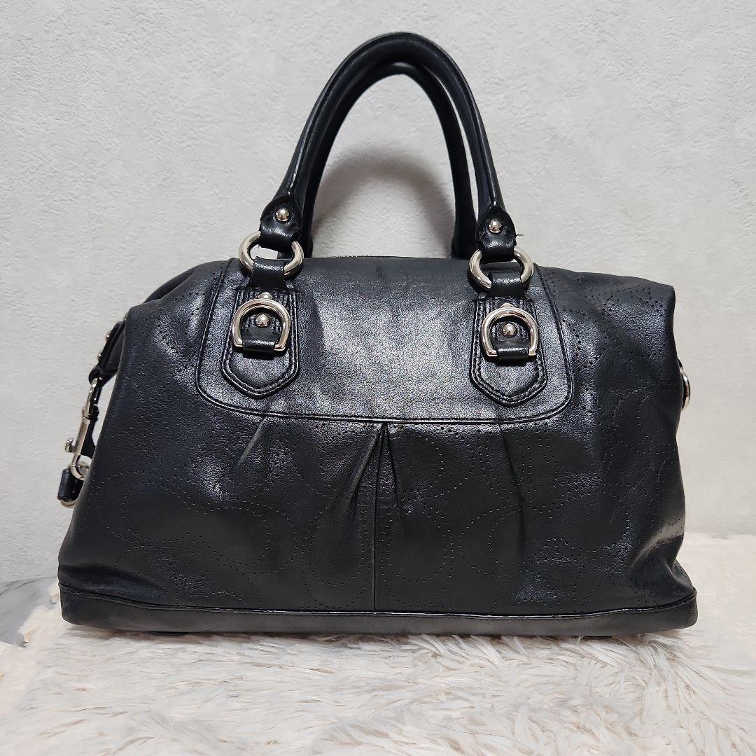 ☆美品☆COACH 2WAY 黒 レザー ショルダー ハンドバック F17130