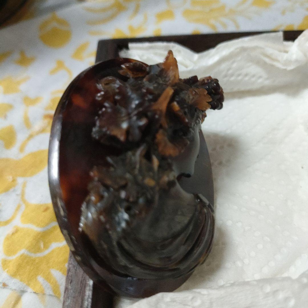 エボナイトアンティーク女性横顔ブローチ