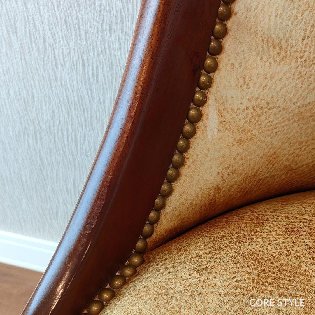 希少　ヒッコリーチェア　キャスター付き　クラシック家具　太鼓鋲①