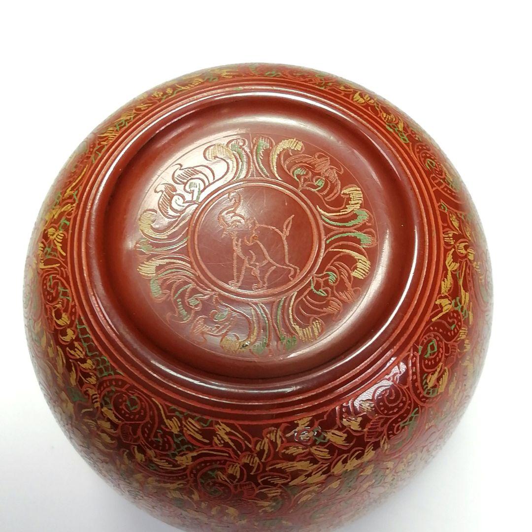 Ｓ３０７　棗　『蒟醤塗　唐草紋』『緬甸作』『大棗』　共箱　茶道具