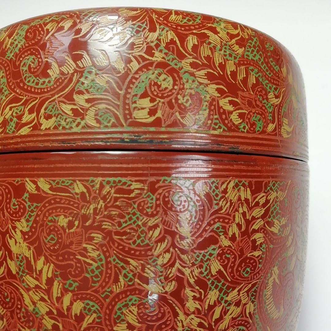 Ｓ３０７　棗　『蒟醤塗　唐草紋』『緬甸作』『大棗』　共箱　茶道具