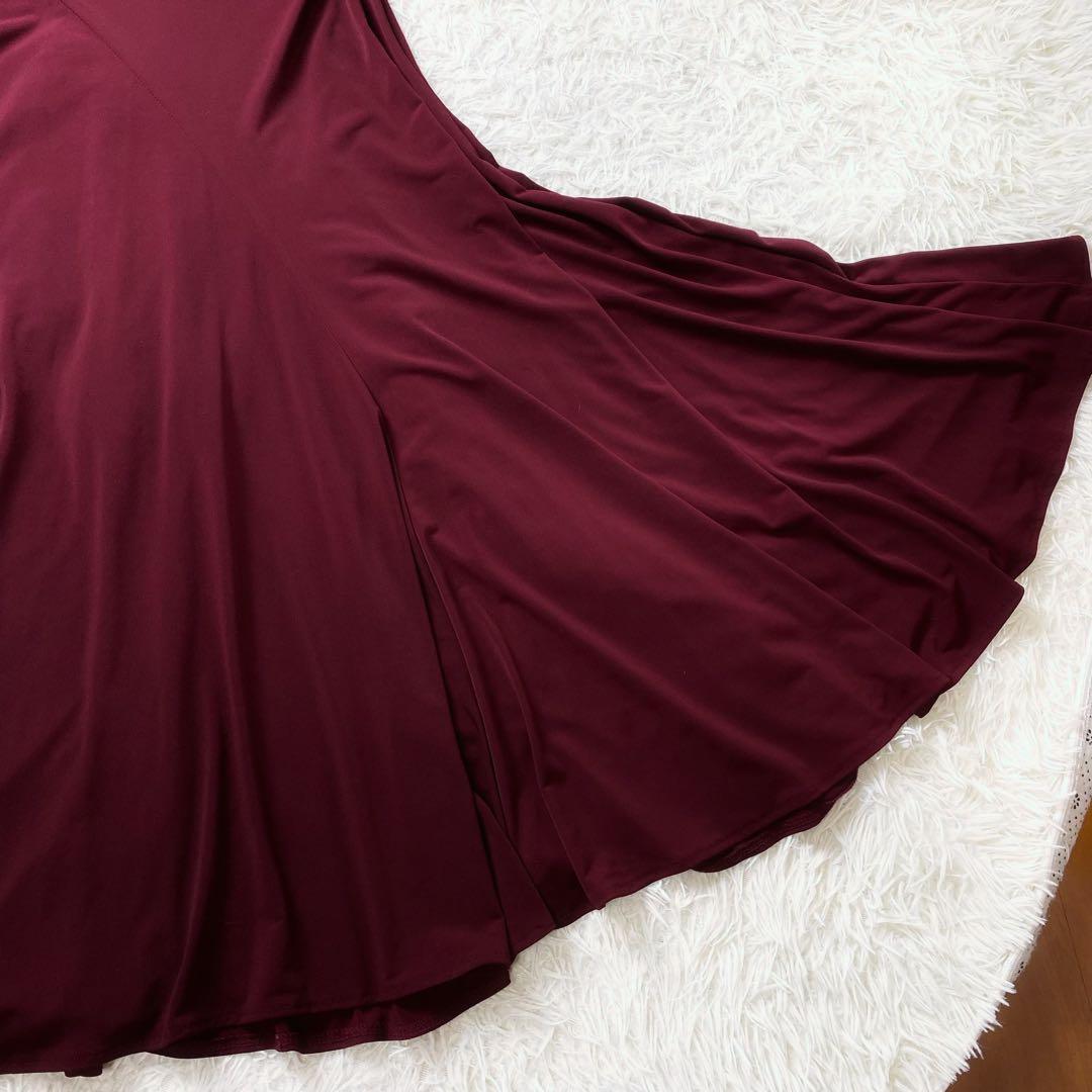 4極美品 社交ダンス フラメンコドレス スカートセットアップ バラモチーフ 赤