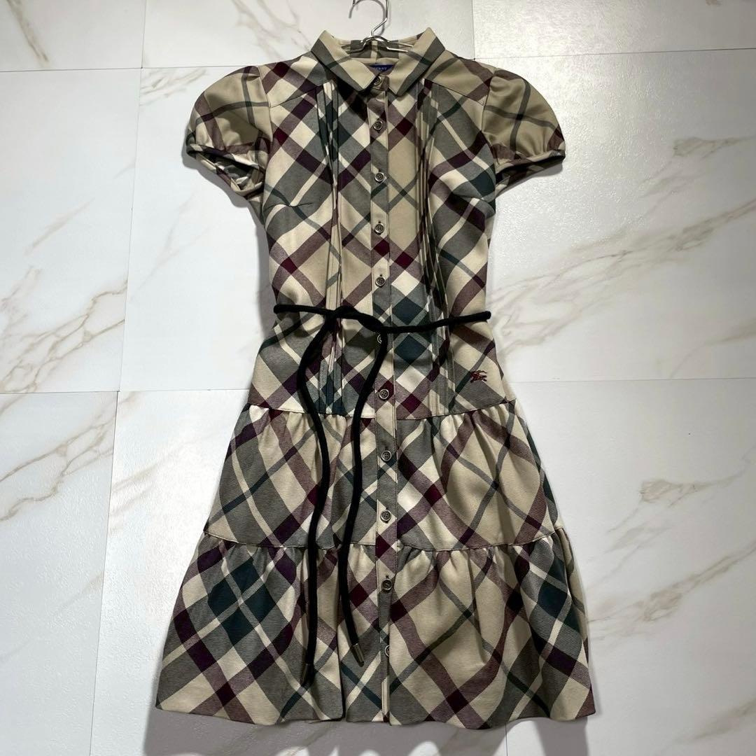 美品✨バーバリーブルーレーベル ノバチェックティアードワンピース ホース ベルト