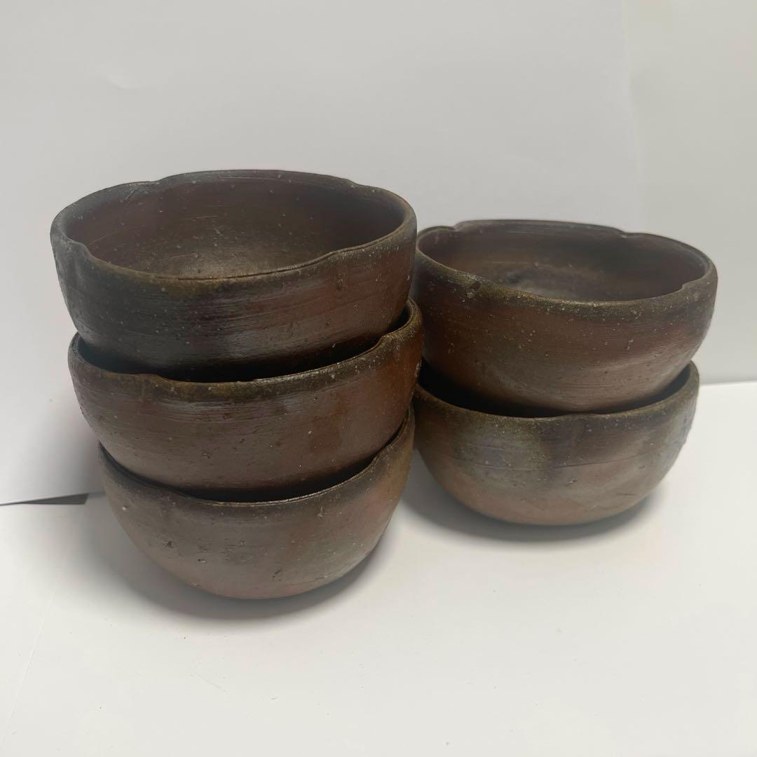 備前焼　作家もの　花小鉢5客揃い