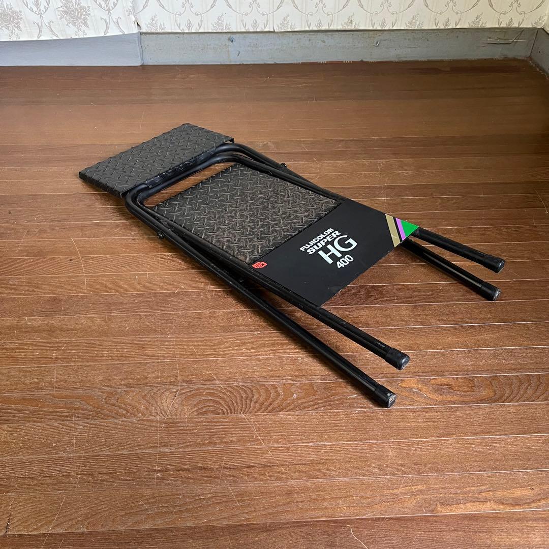 【アンティーク】アイアン スチール 折り畳み 踏み台 2段 ステップ台 古道具