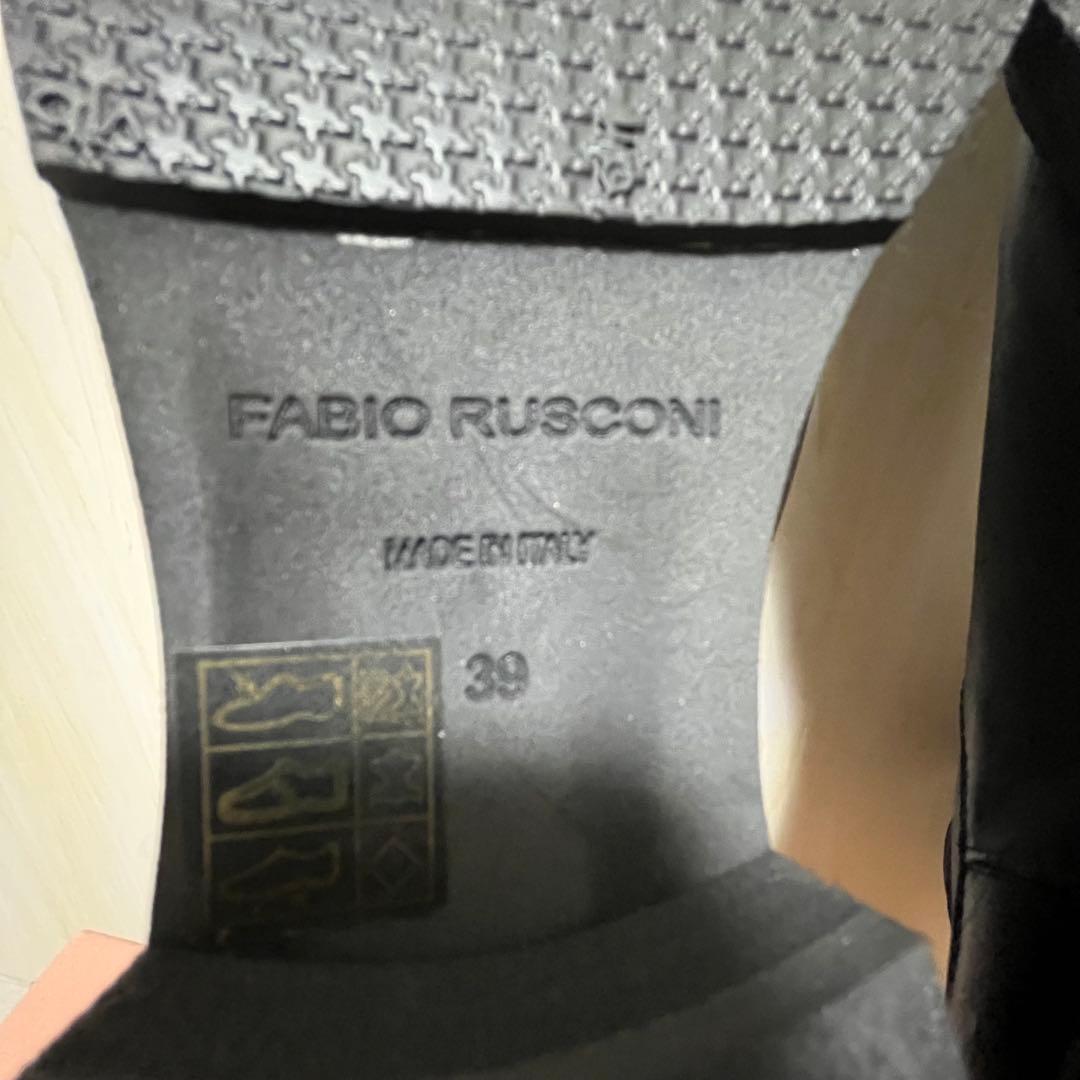 本革　FabioRusconi 24.5cm ストレッチショートブーツ ブラック