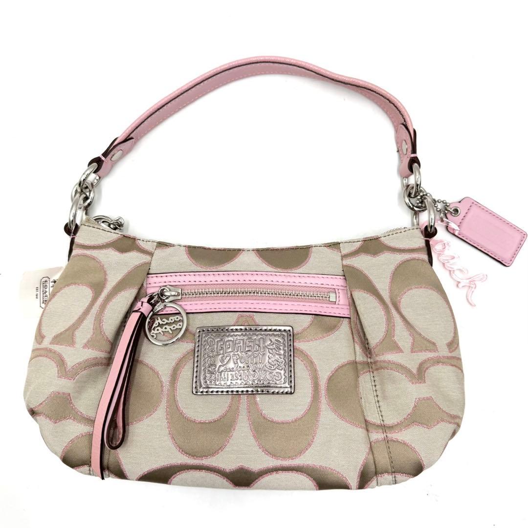 未使用保管品 COACH 2way バッグ ポピー シグネチャー ピンク