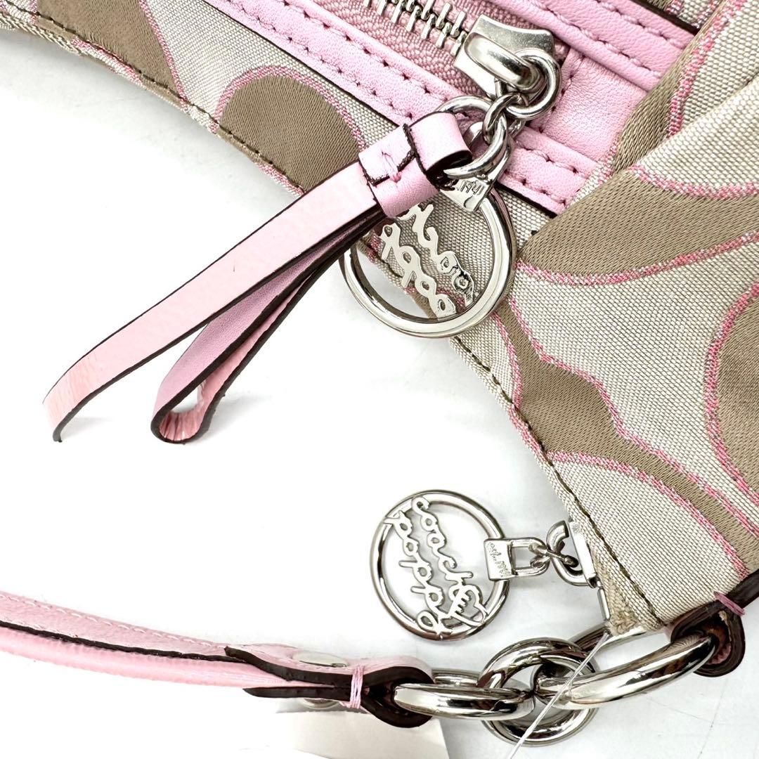 未使用保管品 COACH 2way バッグ ポピー シグネチャー ピンク