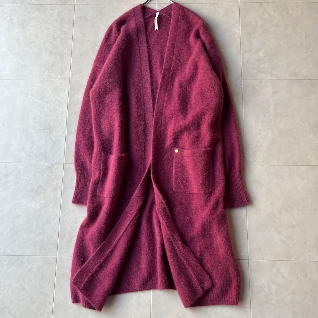 Dignite collier シャギーニット ロングカーディガン マゼンタF
