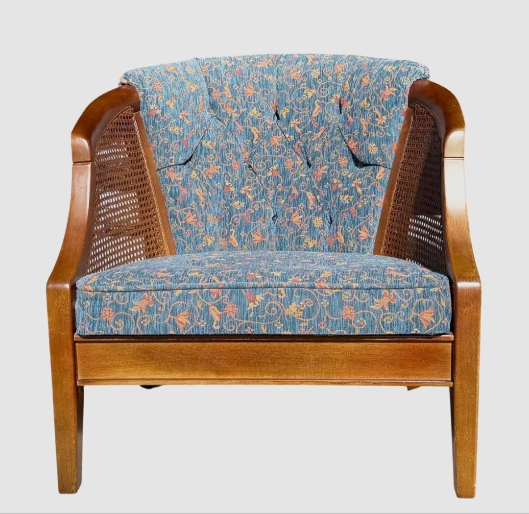 KZ031 【廃盤】三越ブルージュ　カントリーハウス　籐　1Pソファ　小花柄