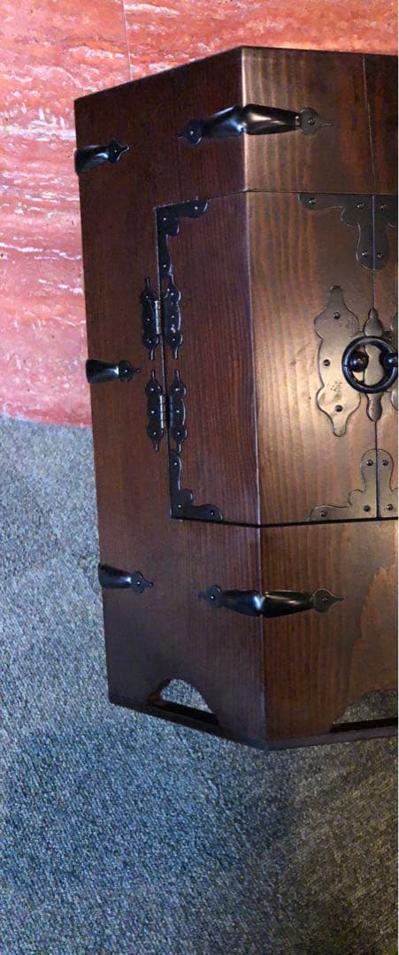 李朝 木 木工 時代物 八角箱 金具 李朝家具　収納箱韓国美術木製収納ボックス