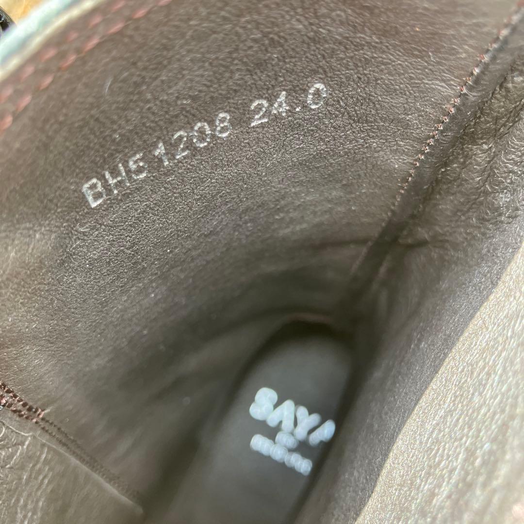 SAYA 本革ブラックエンジニアブーツ 24