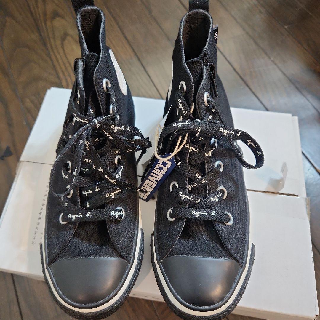 アニエスベー×コンバース キッズ ハイカットスニーカー　チャック付き　　19cm