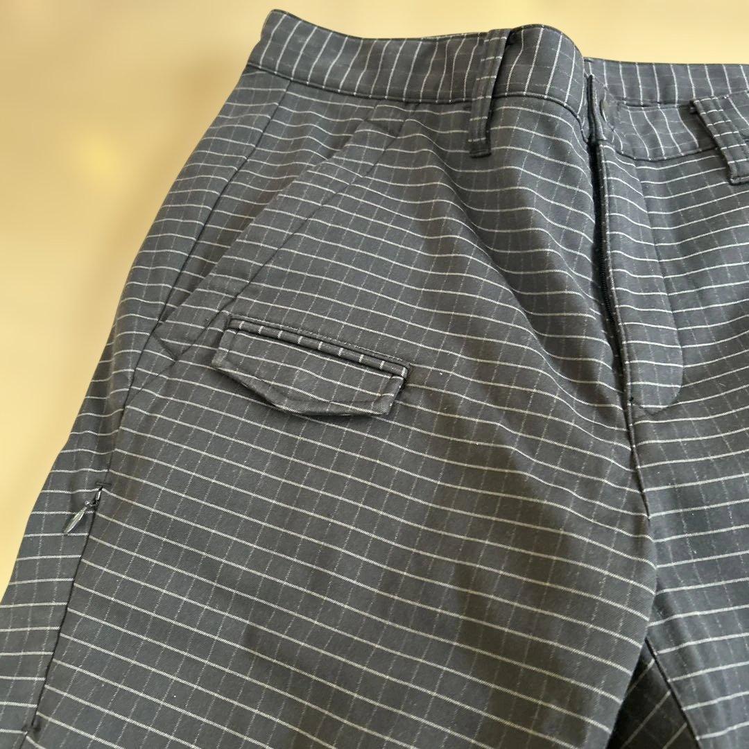 パーリーゲイツ　ネイビー チェック パンツ PGのロゴ