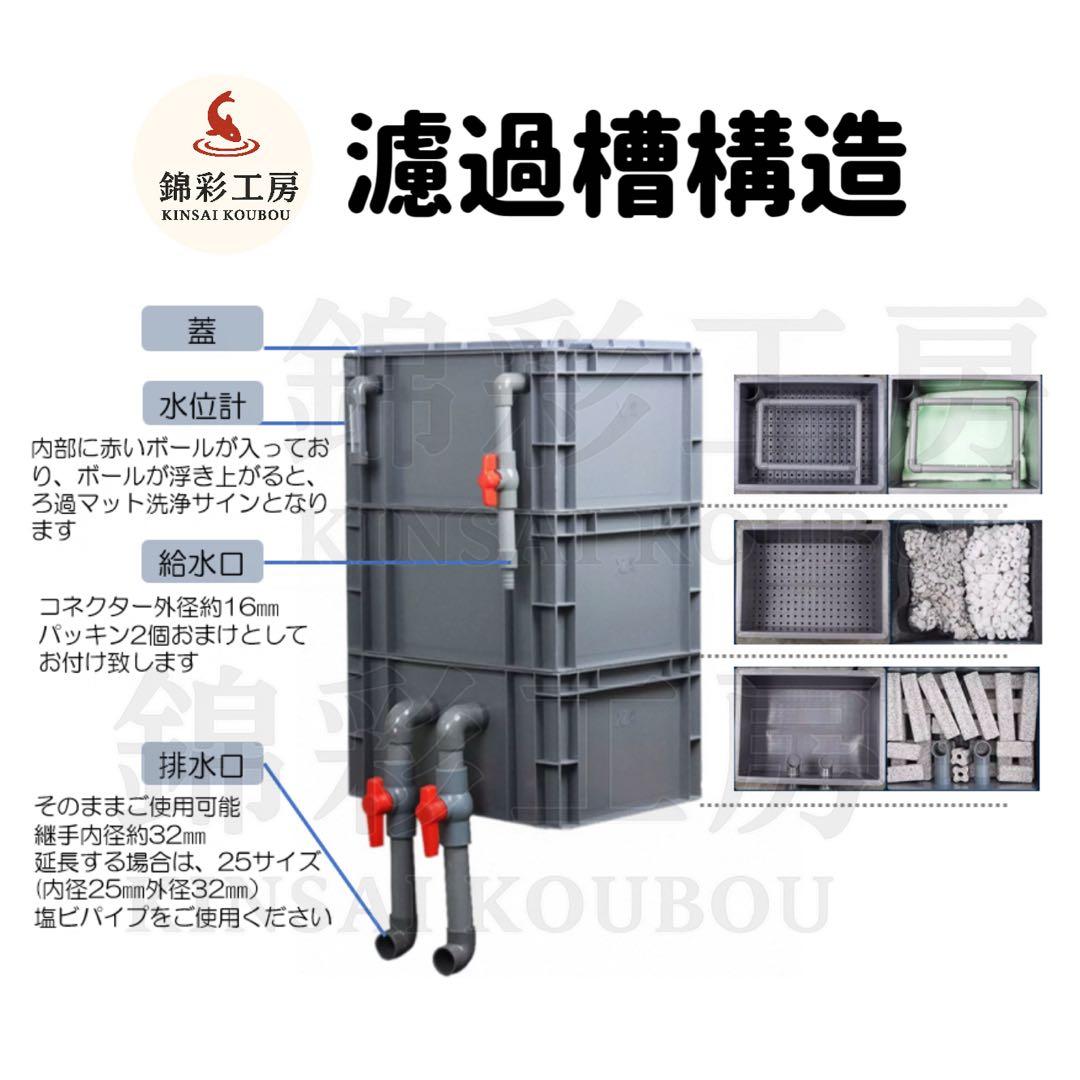 三段式万能濾過器装置　大型水槽池濾過層濾過飼育 オーバーフロー外部飼育濾過槽