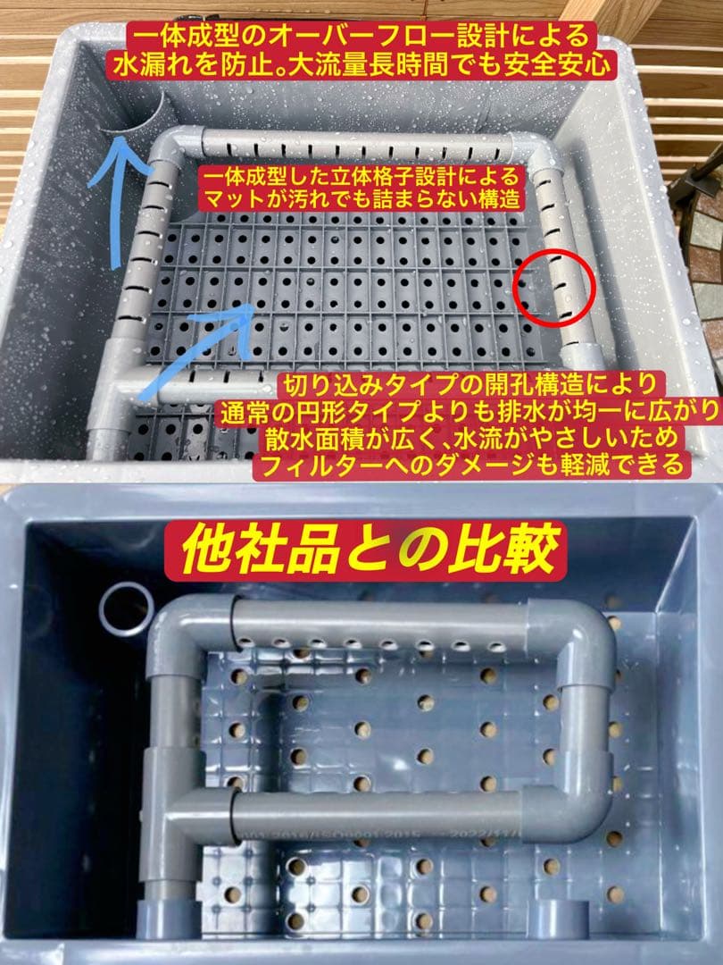 三段式万能濾過器装置　大型水槽池濾過層濾過飼育 オーバーフロー外部飼育濾過槽