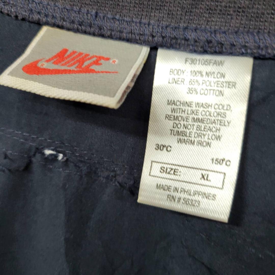 【90s 古着】ナイキ 刺繍 ナイロンジャケット ネイビー×レッド XL