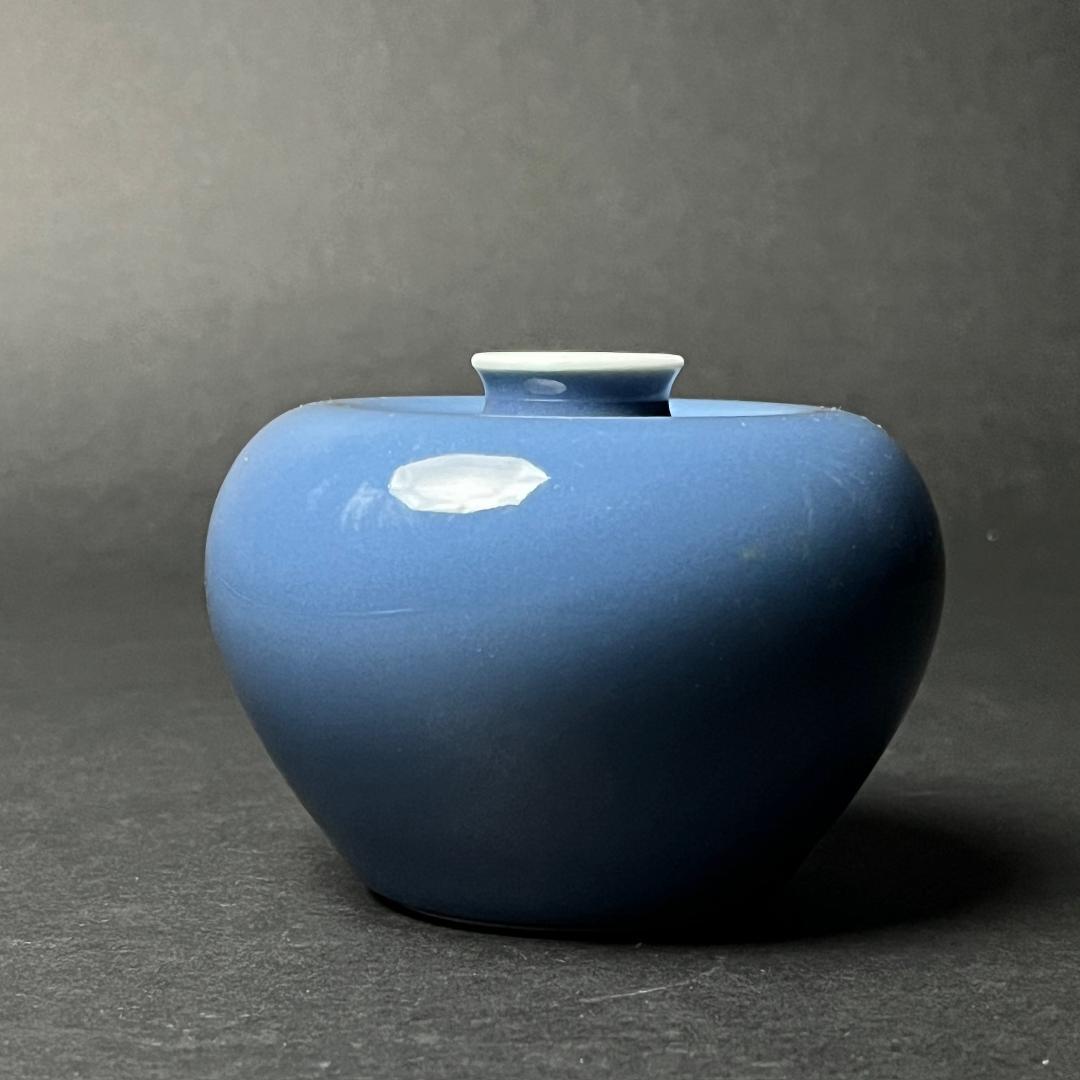 天藍釉蘋果尊 大清康熙年製 六字三行楷書款 古玩 中国美術 唐物 擺件 SN23