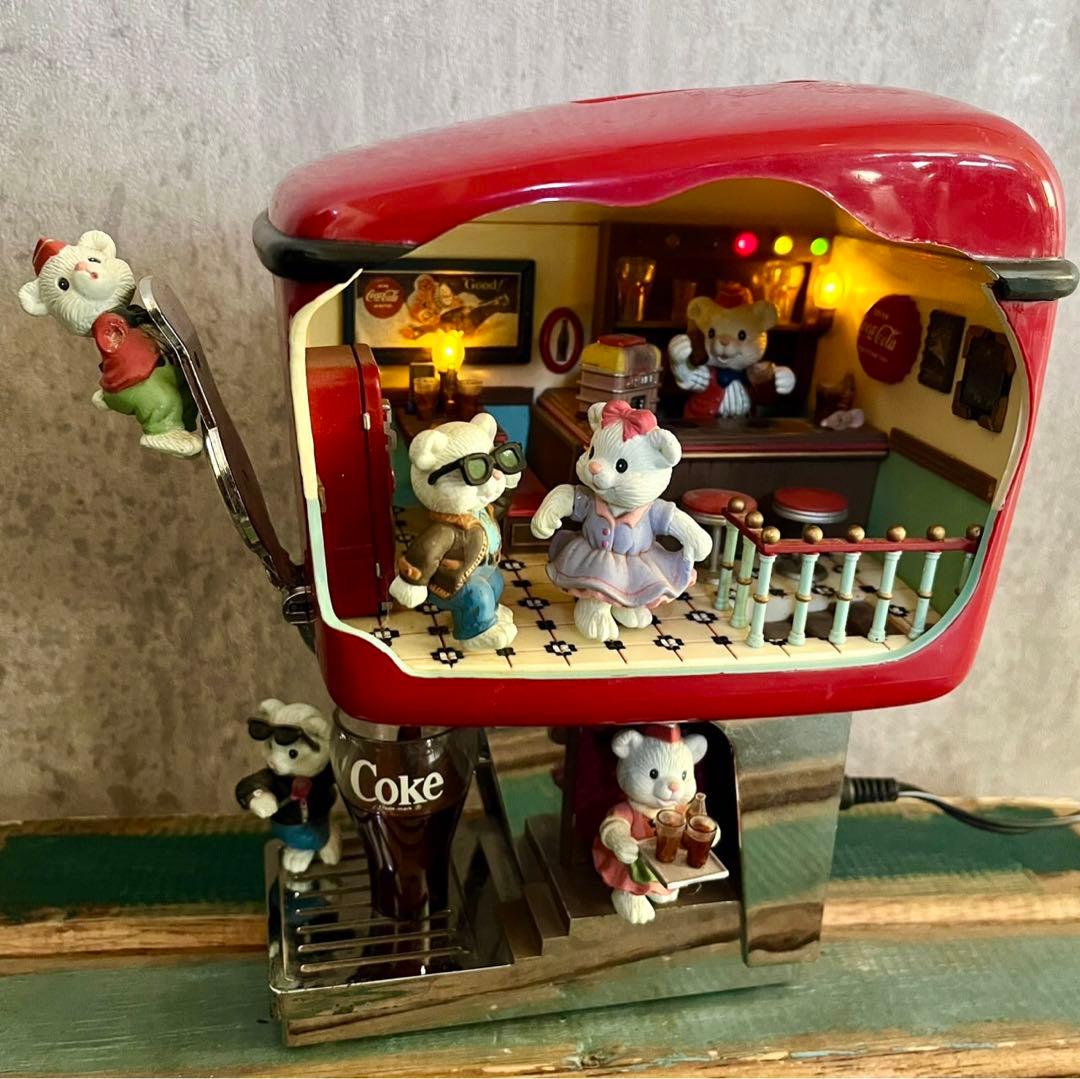 アメリカビンテージ光って動くコカコーラソーダショップミュージックボックス1991