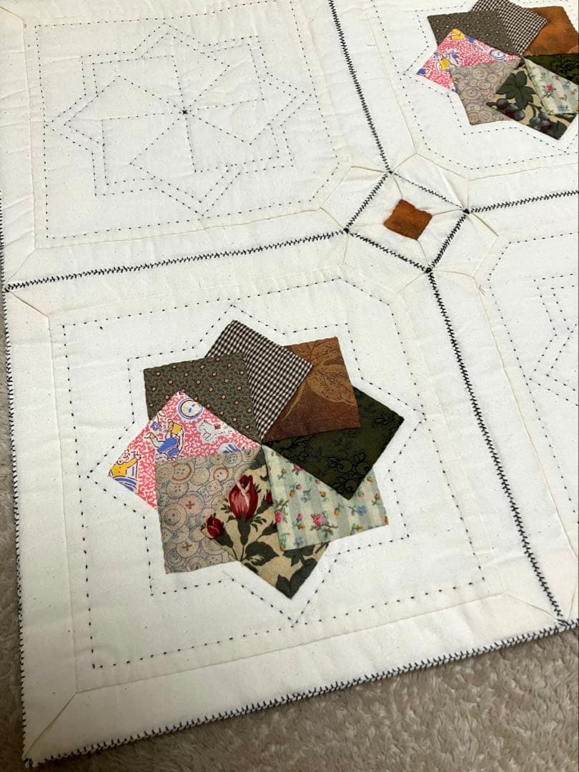 おばあちゃんのハンドメイド星型パッチワーククッションカバー　インテリアマット