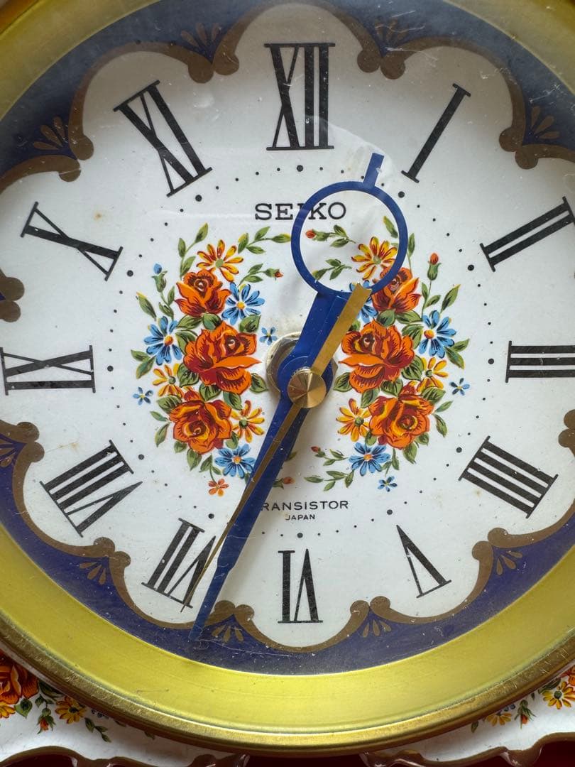 SEIKO 花柄 陶器 置時計 トランジスタ 昭和レトロ