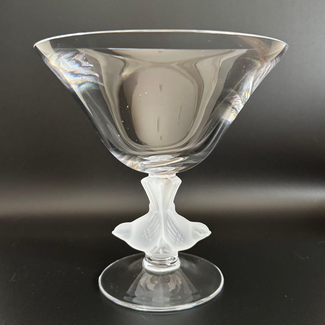 佐々木ガラス クリスタル ロビン 小鳥 コンポート 花瓶 脚付きボウル