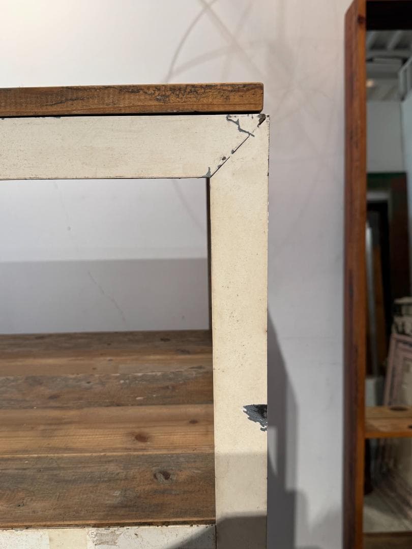 古材 オープンシェルフ アイアン スチールラック ヴィンテージ ホワイトペイント