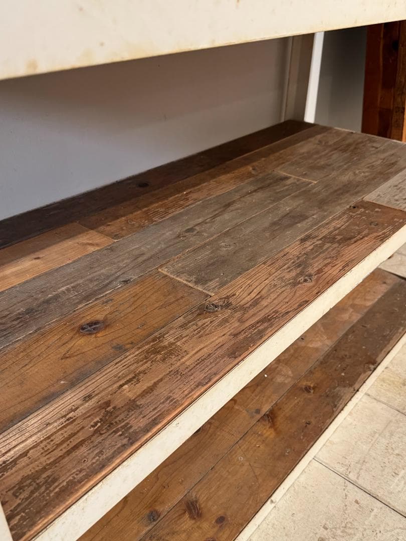 古材 オープンシェルフ アイアン スチールラック ヴィンテージ ホワイトペイント