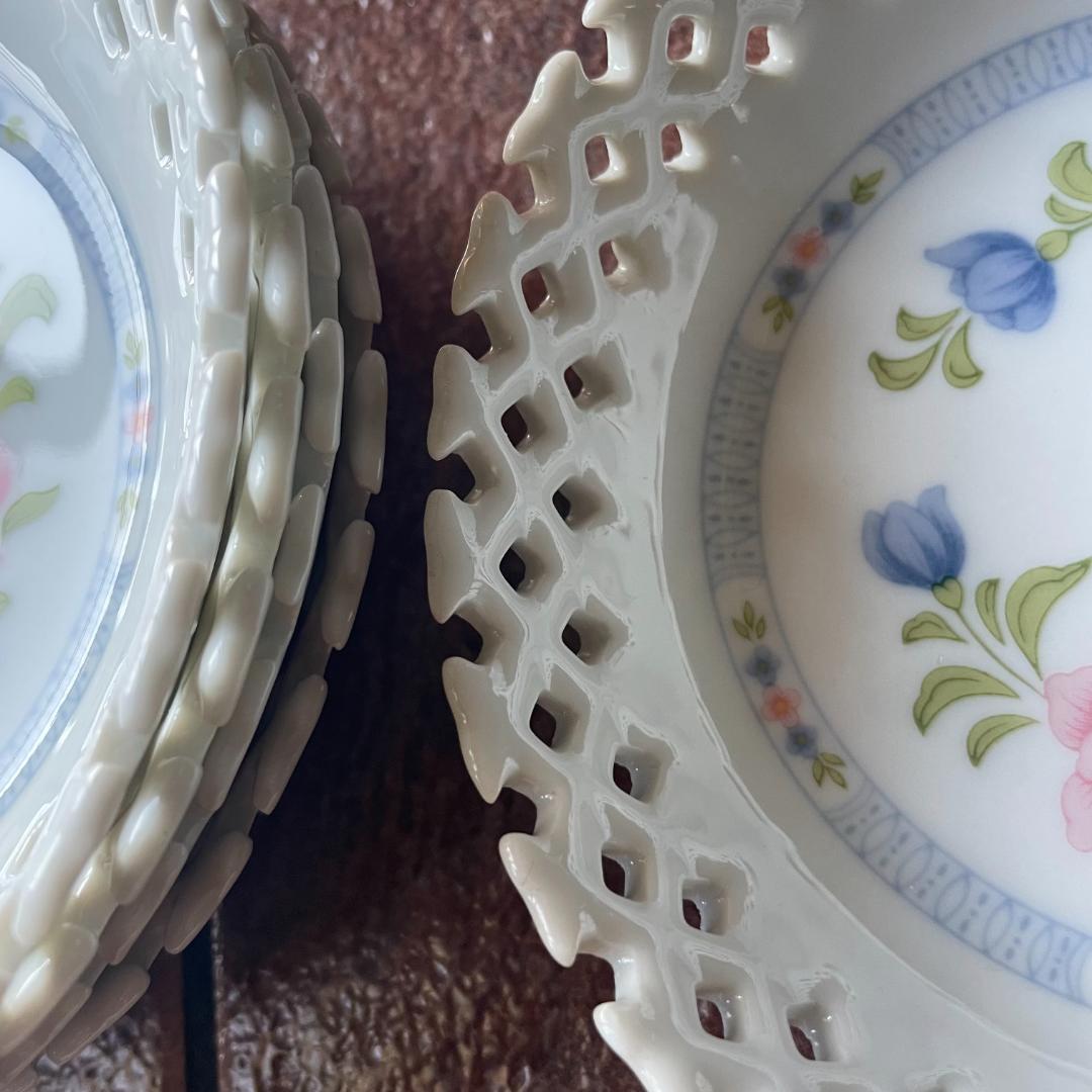 未使用）計11枚 大皿1/平皿5/深め取皿5 ケイトマイアンヌ 網透かし